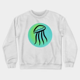 Jellyfish on Painted Aqua Circle Crewneck Sweatshirt